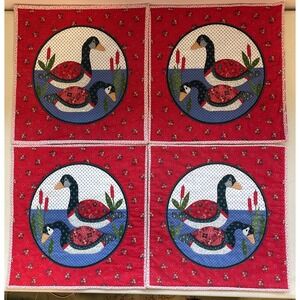 Vintage Cranston VIP Duck Quilted Placemats Country Cottagecore Mallard Set of 4